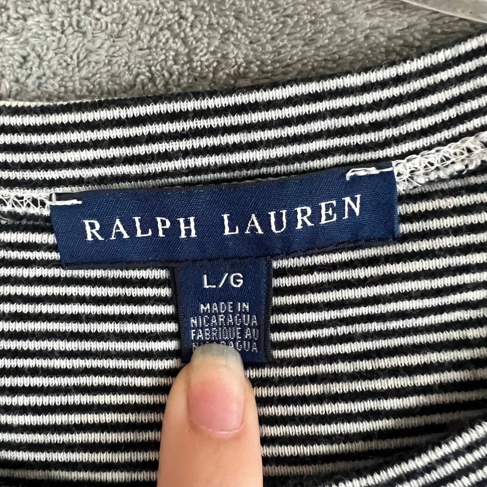 Polo Ralph Lauren T Shirt Womens M Striped Wide Neck Classic Basics